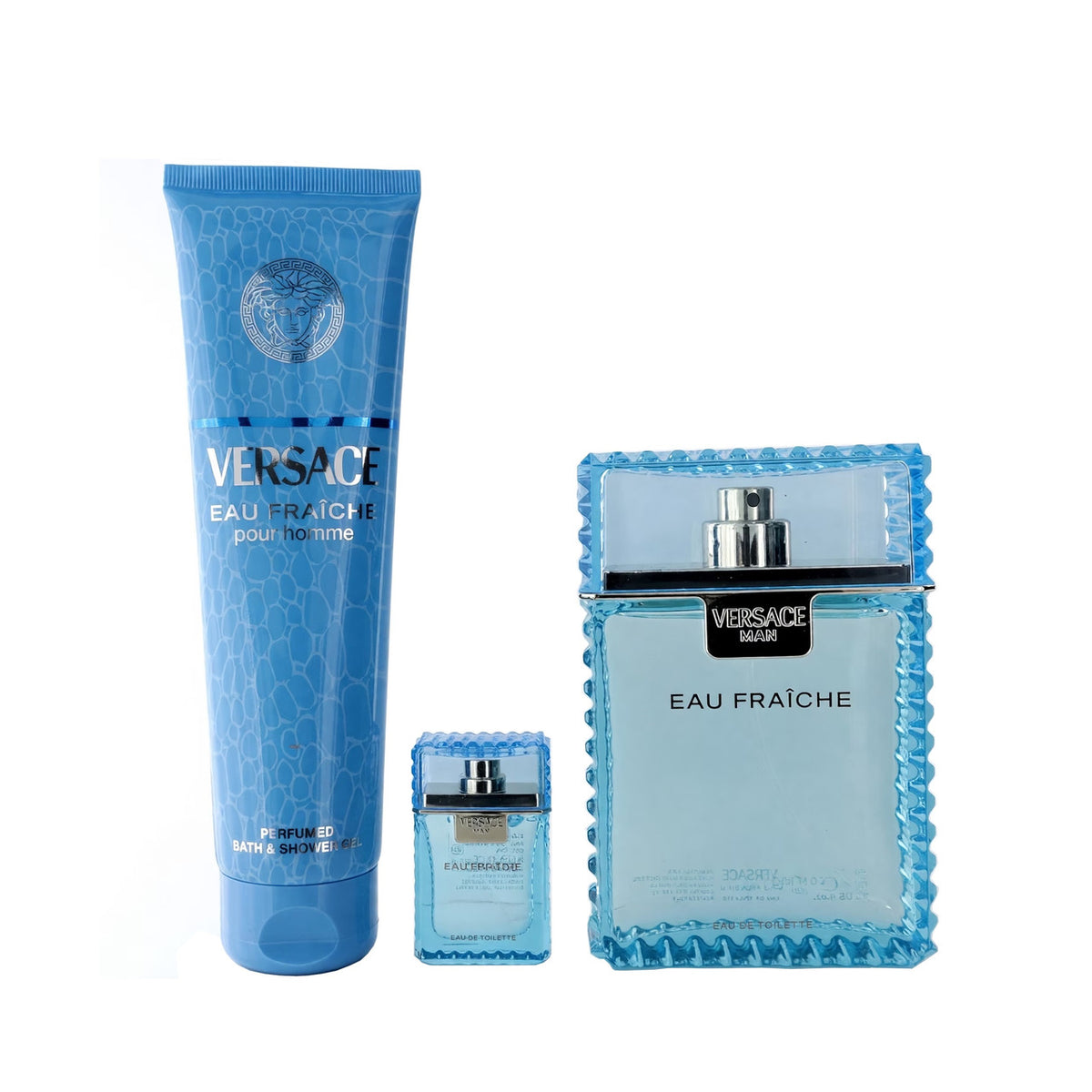 Versace Eau Fraiche 3 Set: Bath & Shower Gel For Men 5 ml Eau De Toilette Spray