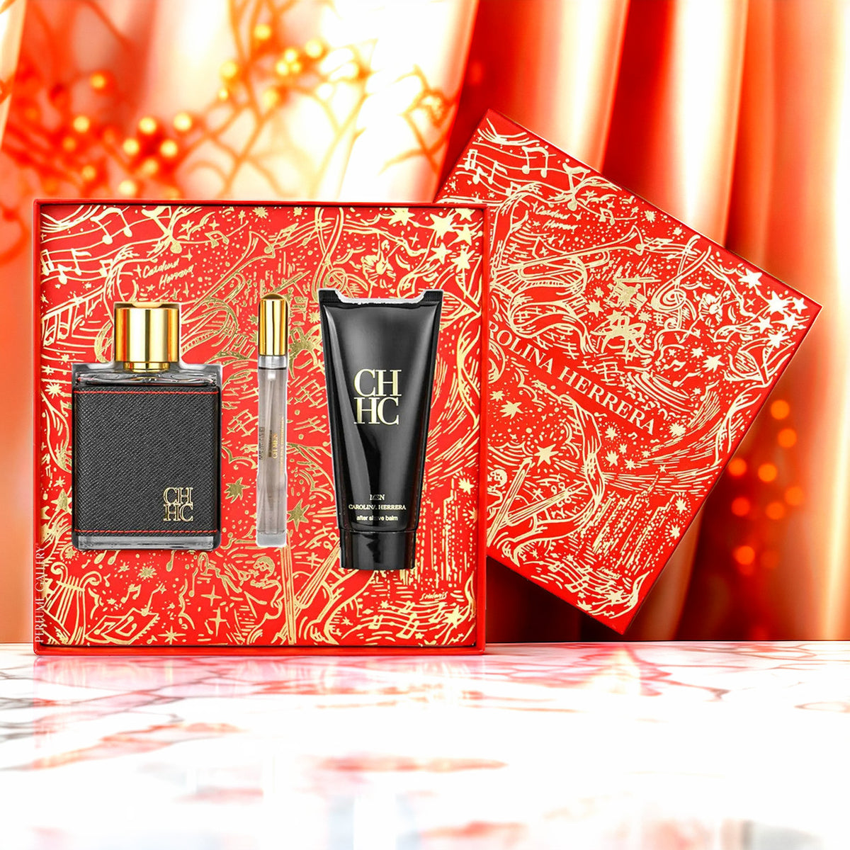 Carolina Herrera Ch 3 Pcs Set For Men: 3.4 Eau De Toilette Spray + 0.33 Eau De Toilette Spray + 3.4 After Shave Balm