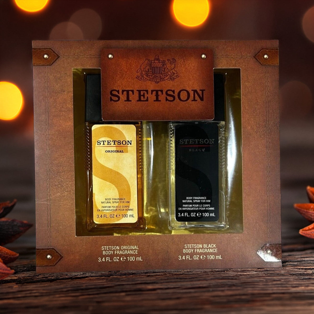 Stetson 2 Pcs Set For Men: 3.4 Body Fragrance + Stetson Black 3.4 Body Fragrance