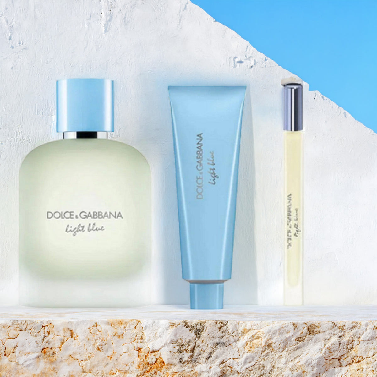 Dolce & Gabbana Light Blue 3 Pcs Set For Men: 3.3 Eau De Toilette Spray + 0.33 Eau De Toilette Spray + 1.69 Shower Gel