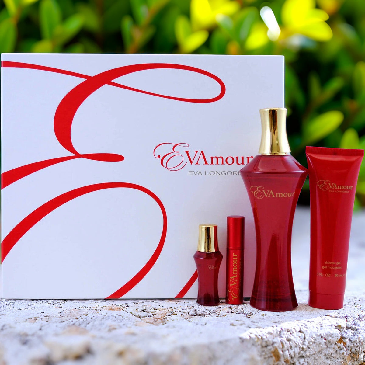 Eva Longoria Evamour Eva Longoria 4 Pcs Set For Women: 3.4 Eau De Parfum Spray + 3 OZ Shower Gel + 0.25 Eau De Parfum Rollerball + 0.25 Eau De Parfum Spray
