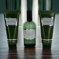 Geoffrey Beene Grey Flannel 3 Pcs Set: 4 OZ Eau De Toilette Spray + 3.4 After Shave Balm + 3.4 Hair & Body Wash