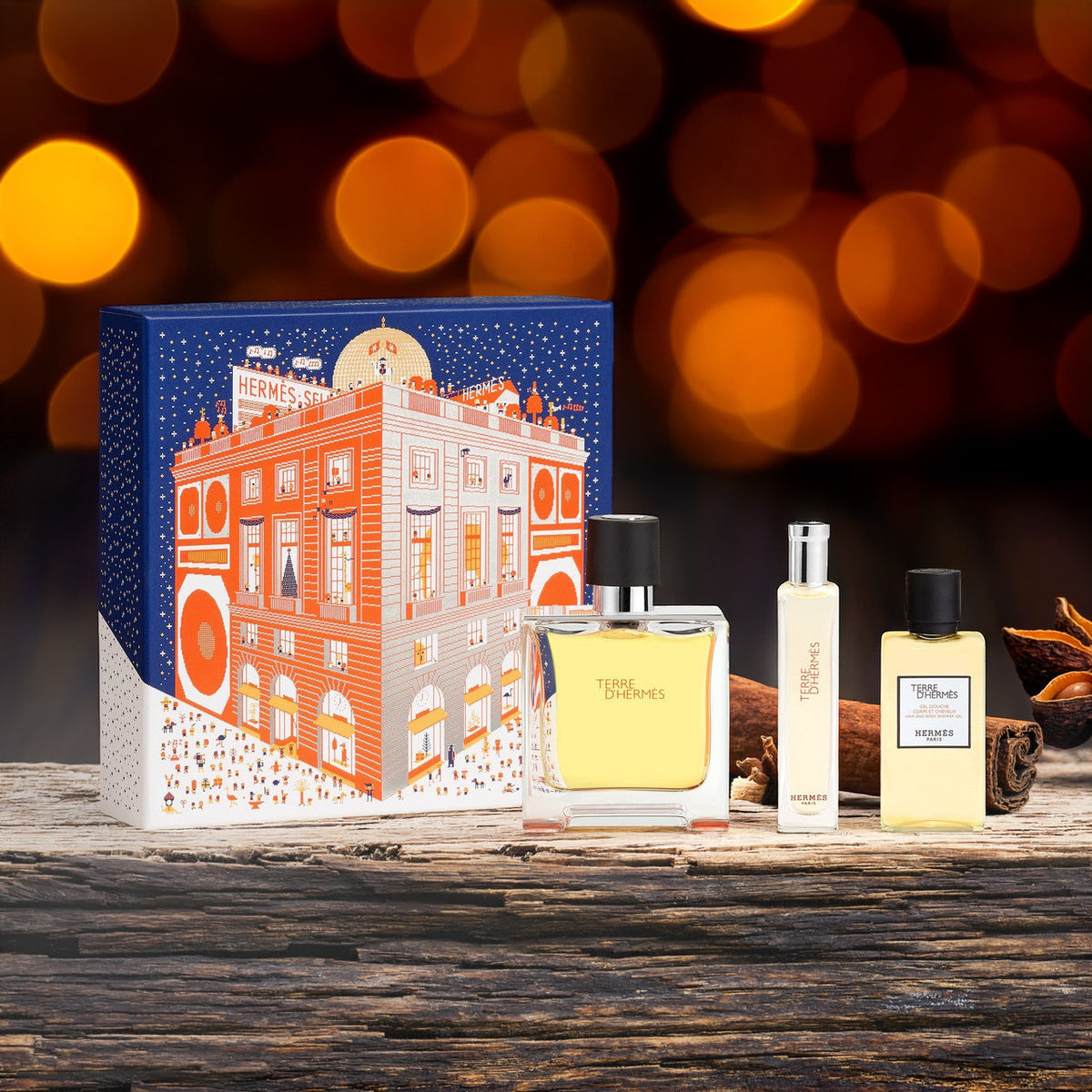 Hermes Terre D'Hermes Pure Perfume 3 Pcs Set For Men: 2.5 Parfum Spray + 0.5 OZ Parfum Spray + 1.35 Hair And Body Shower Gel