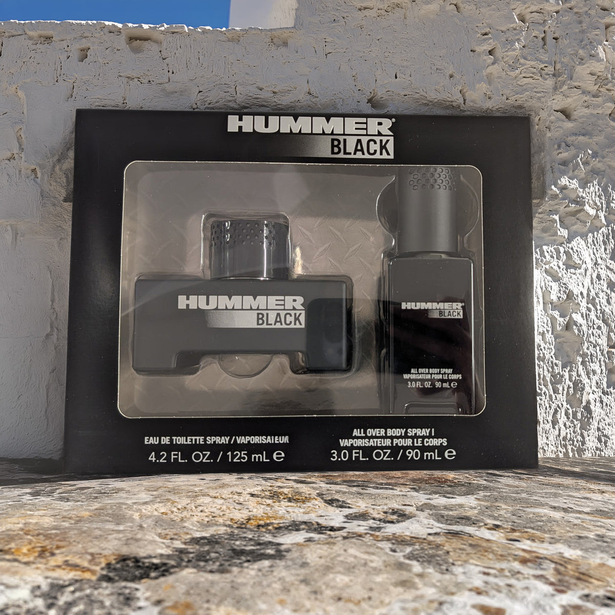 Hummer Black 2 Pcs Set For Men: 4.2 Eau De Toilette Spray + 3 OZ All Over Body Spray