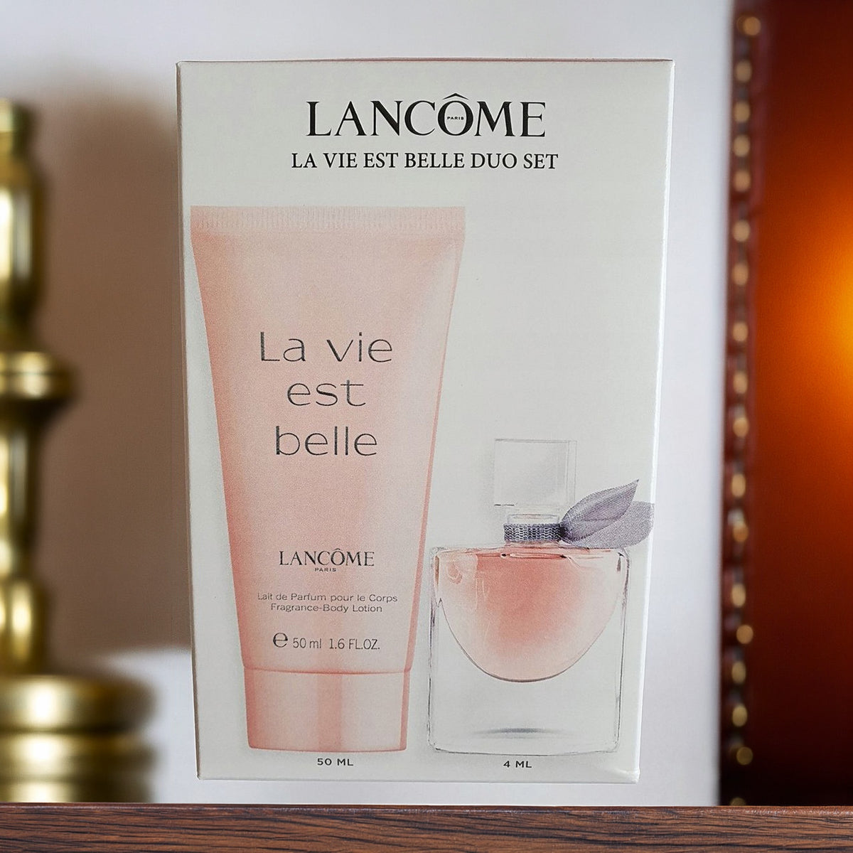 Lancome La Vie Est Belle 2 Pcs Set For Women: 4 ML Eau De Parfum Mini + 1.6 Body Lotion