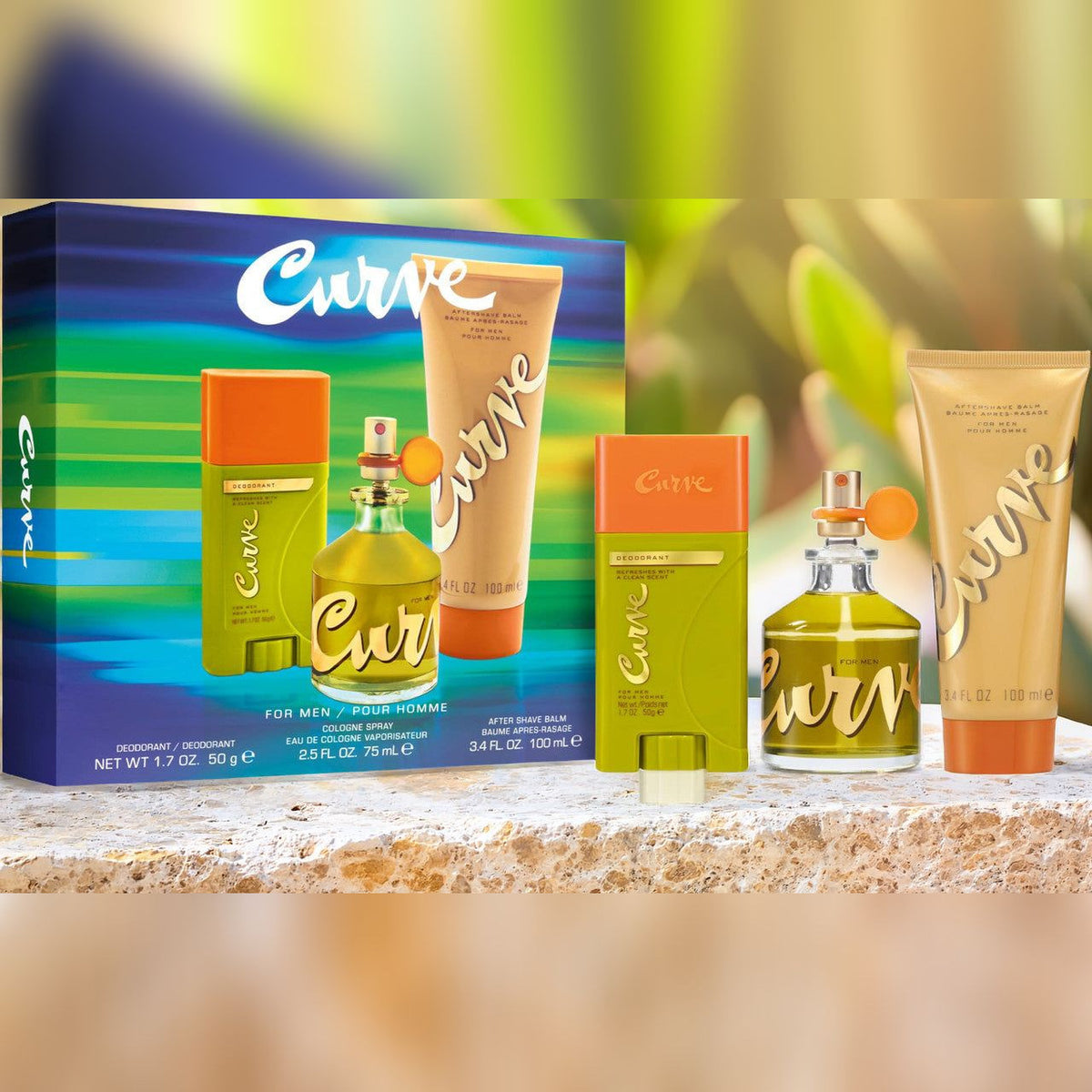 Curve 3 Pcs Set For Men: 2.5 Cologne Spray + 1.7 Deodorant Stick + 3.4 After Shave Balm