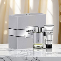 Mont Blanc Explorer Platinum 3 Pcs Set For Men: 3.3 Eau De Parfum Spray + 0.25 Eau De Parfum Spray + 3.3 Shower Gel
