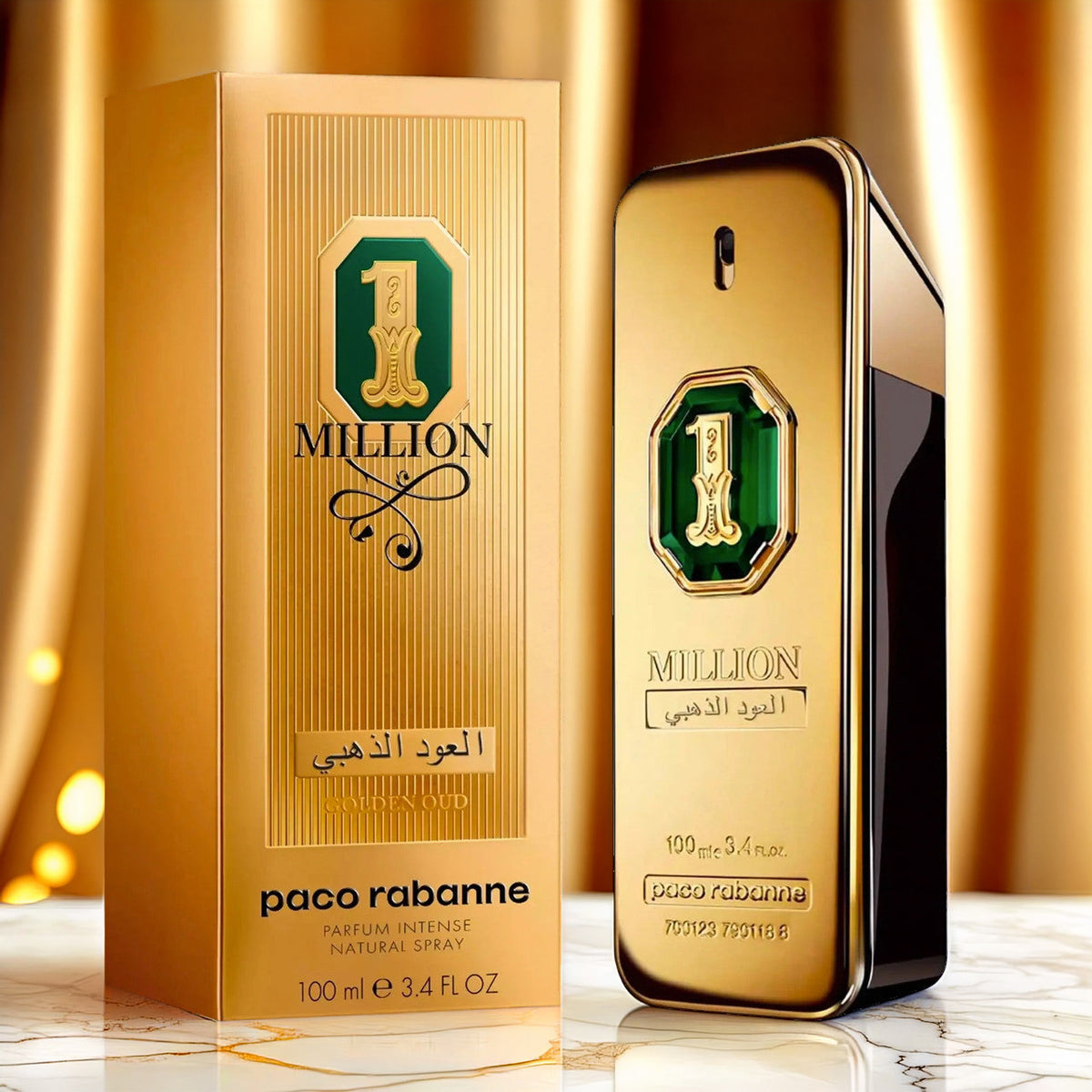 Paco Rabanne One Million Golden Oud For Men 3.4 oz Parfum Intense Spray