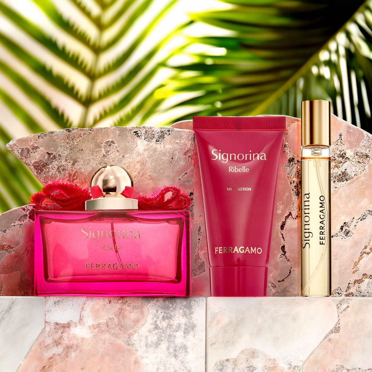 Salvatore Ferragamo Signorina Ribelle 3 Pcs Set For Women: 3.4 Eau De Parfum Spray + 0.5 Eau De Parfum Spray + 1.7 Body Lotion