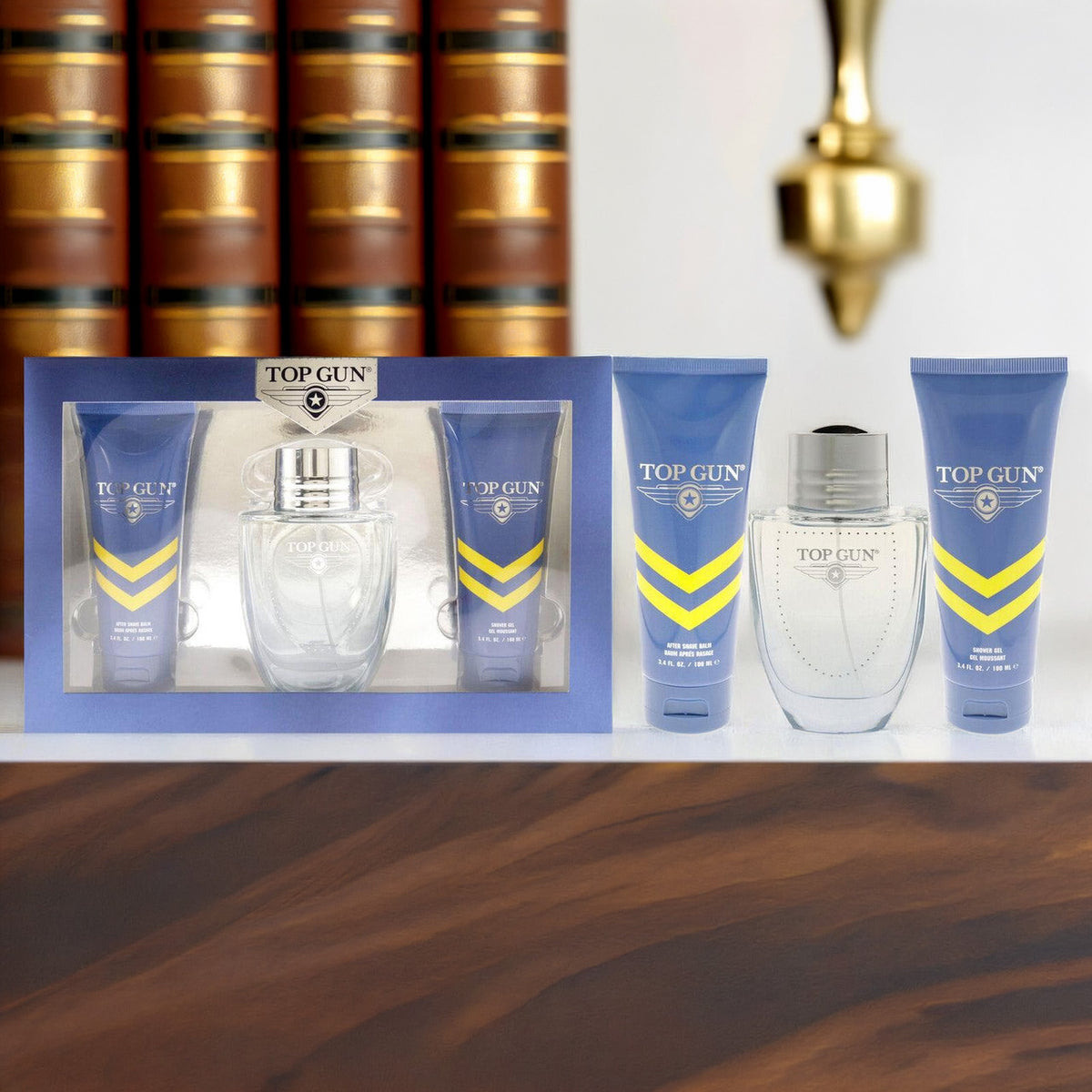Top Gun Chevron 3 Pcs Set For Men: 3.4 Eau De Toilette Spray + 3.4 After Shave Balm + 3.4 Body Wash