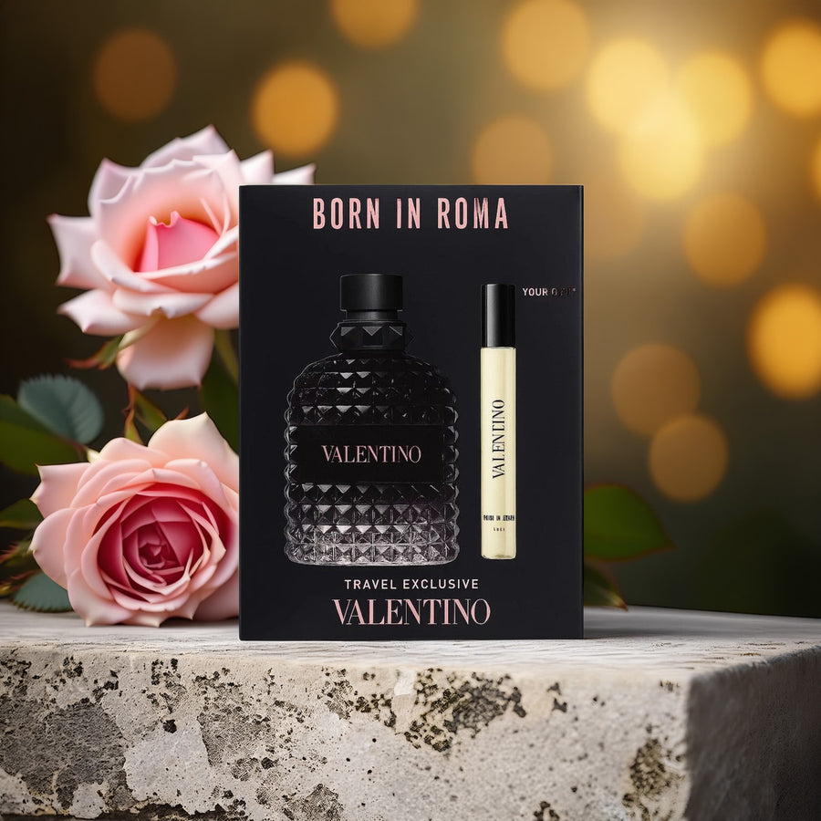 Valentino Uomo Born In Roma 2 Pcs Set For Men: 3.4 Eau De Toilette Spray + 0.33 Eau De Toilette Spray