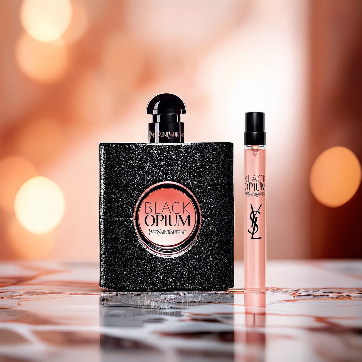 Yves Saint Laurent Black Opium 2 Pcs Set: 3 OZ Eau De Parfum Spray + 0.33 Eau De Parfum Spray